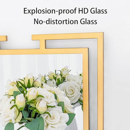 Large Mirror Wall Decor, 46.5"x23" Gold Mirror with Metal Frame for Bedroom, Living Room, Bathroom, Horizontal/Vertical