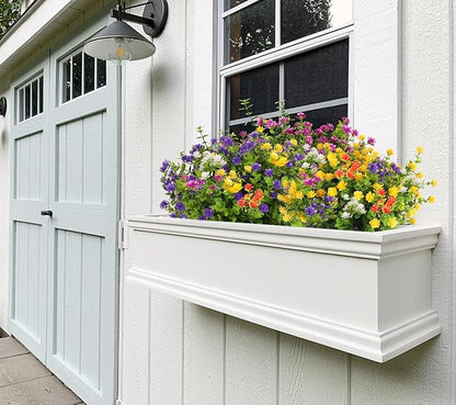 RECUTMS 12 Bundles Outdoor Artificial Flowers UV Resistant Fake Boxwood Plants, Faux Greenery for Indoor Outside Hanging Plants Garden Porch Window Box Home Wedding Farmhouse Décor（Yellow）