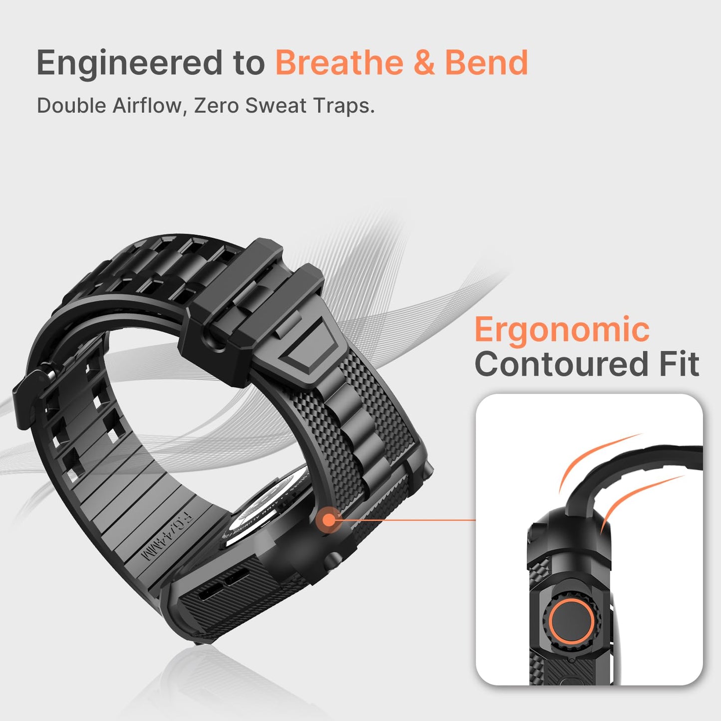Fullmosa Compatible with Apple Watch Bands 49mm Ultra3/2/1, Rugged Apple Watch Strap Ultra with Military Grade Shockproof Bumper Case & Screen Protector for Men Women, Black