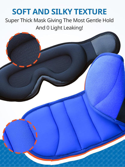 SARISUN Travel Pillows for Airplanes, Airplane Pillow for Sleeping with 3D Eye Mask, 360° Headrest for Long Flight, Road Trip, Stop Bobblehead Relieve Neck Pain, FSA HSA Eligible Approved, Blue