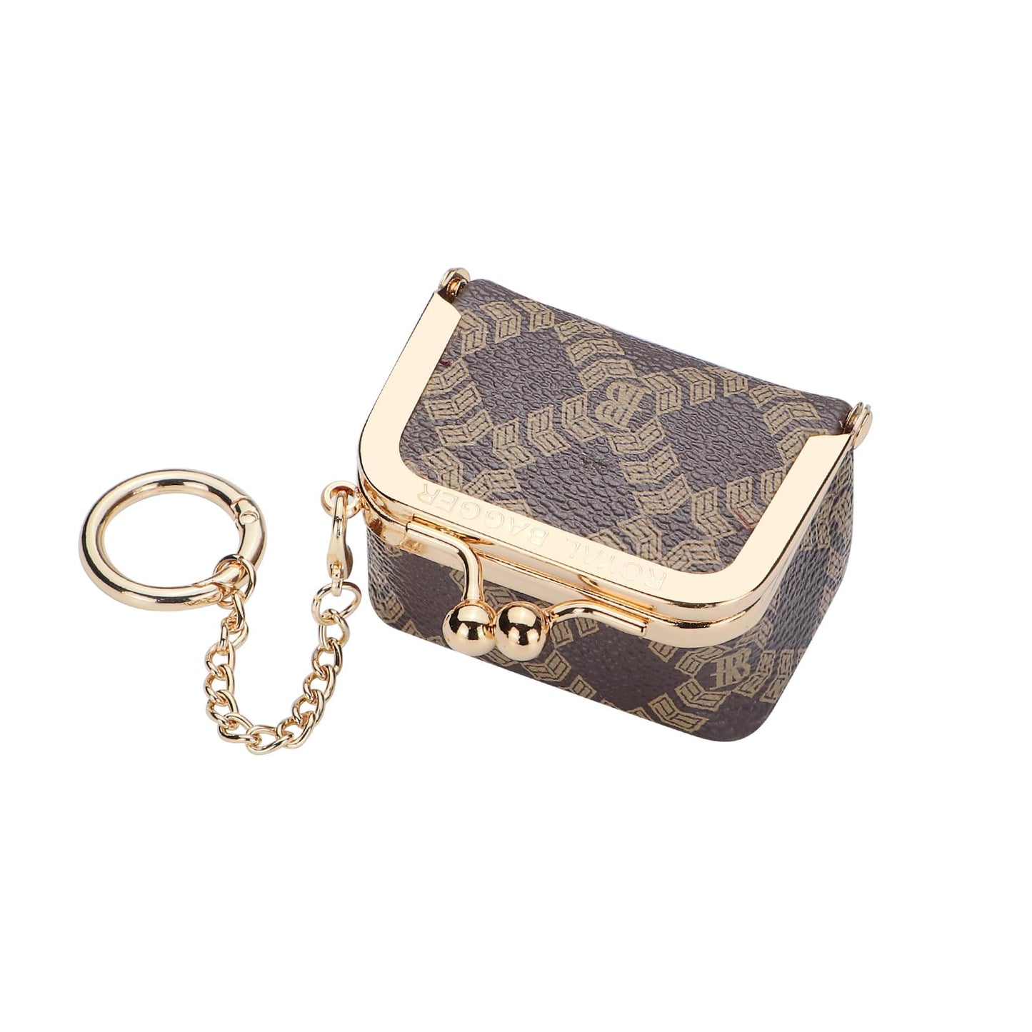 Royal Bagger Genuine Cow Leather Mini Jewelry Box Women's Coin Purse Solid Color Kiss Lock Change Pouch Casual Style Small Storage Bag for Women 1894 (Dark Blue 6894)