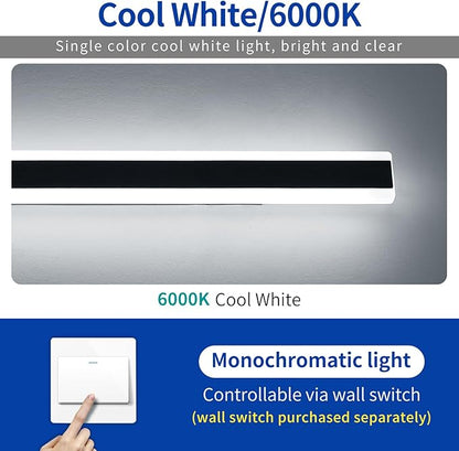 2 Pack 57inch Exterior Wall Light Fixture, 6000K Cold White, Modern Long Outdoor Wall Sconce, IP65 Waterproof, 50W, Black Outside LED Strip Lighting for Garage, Patio, Balcony, Fence
