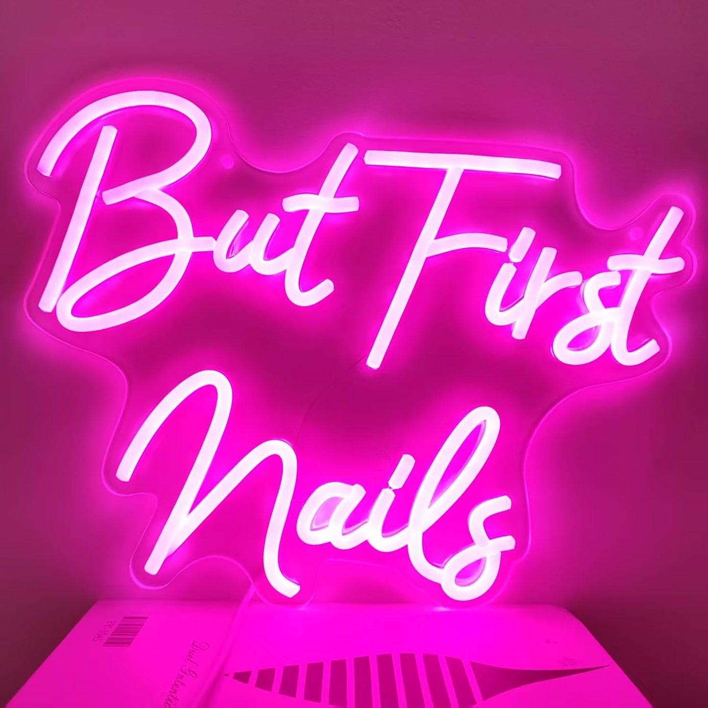 But First Nails Neon Sign for Wall Decor, LED Beauty Room Salon Pink Nail Tech Decor Neon Signs Aesthetic Light Door Decorations, Girls Neon Signs Accessories Gift,5V USB Powered,Dimmable Switch