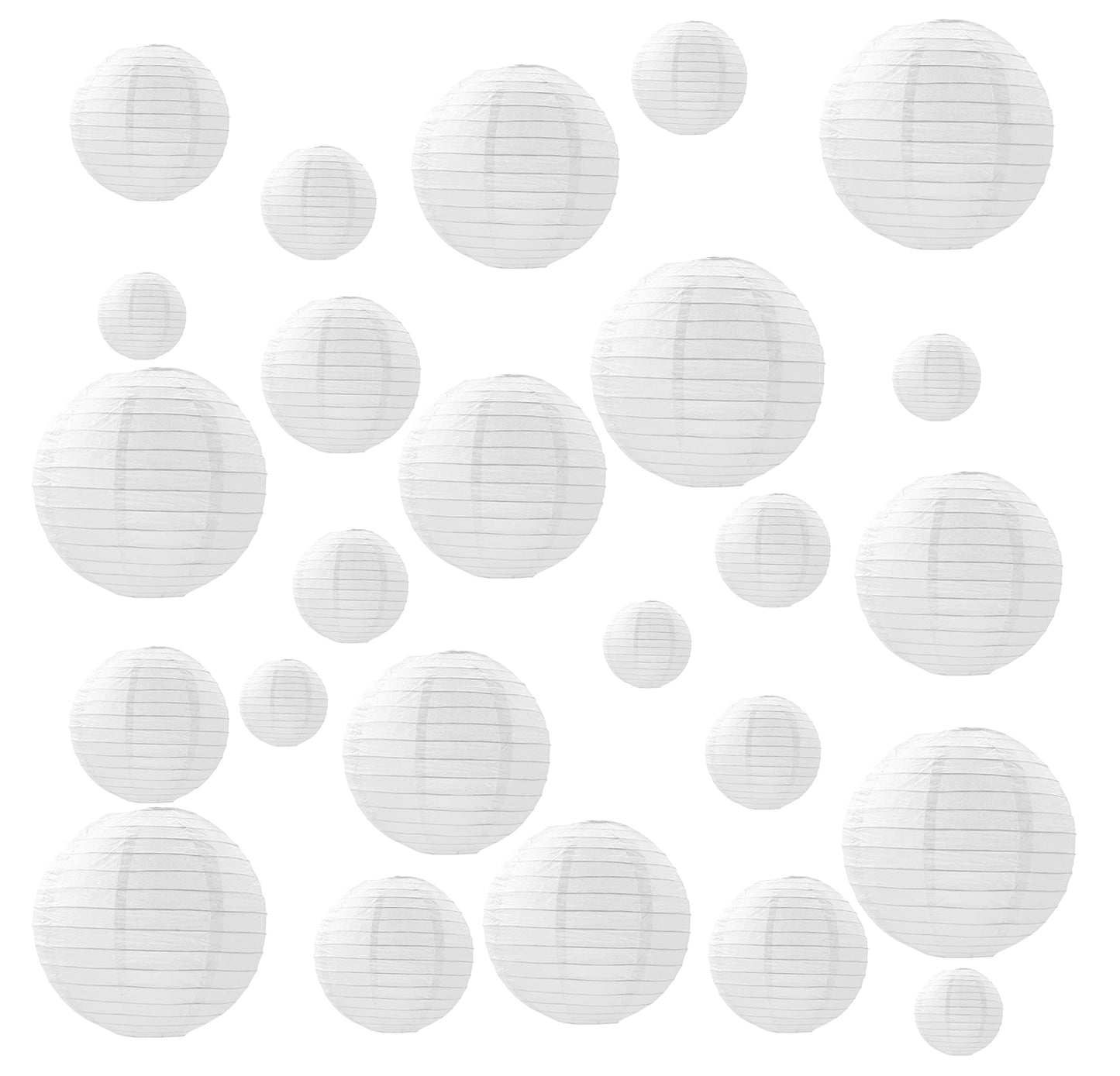 25 Pack Paper Lanterns, Sizes of 4", 6", 8", 10", 12", Hanging Lanterns Decorations Ball Lanterns for Home Decoration, Birthday Party and Wedding Decorations (White)