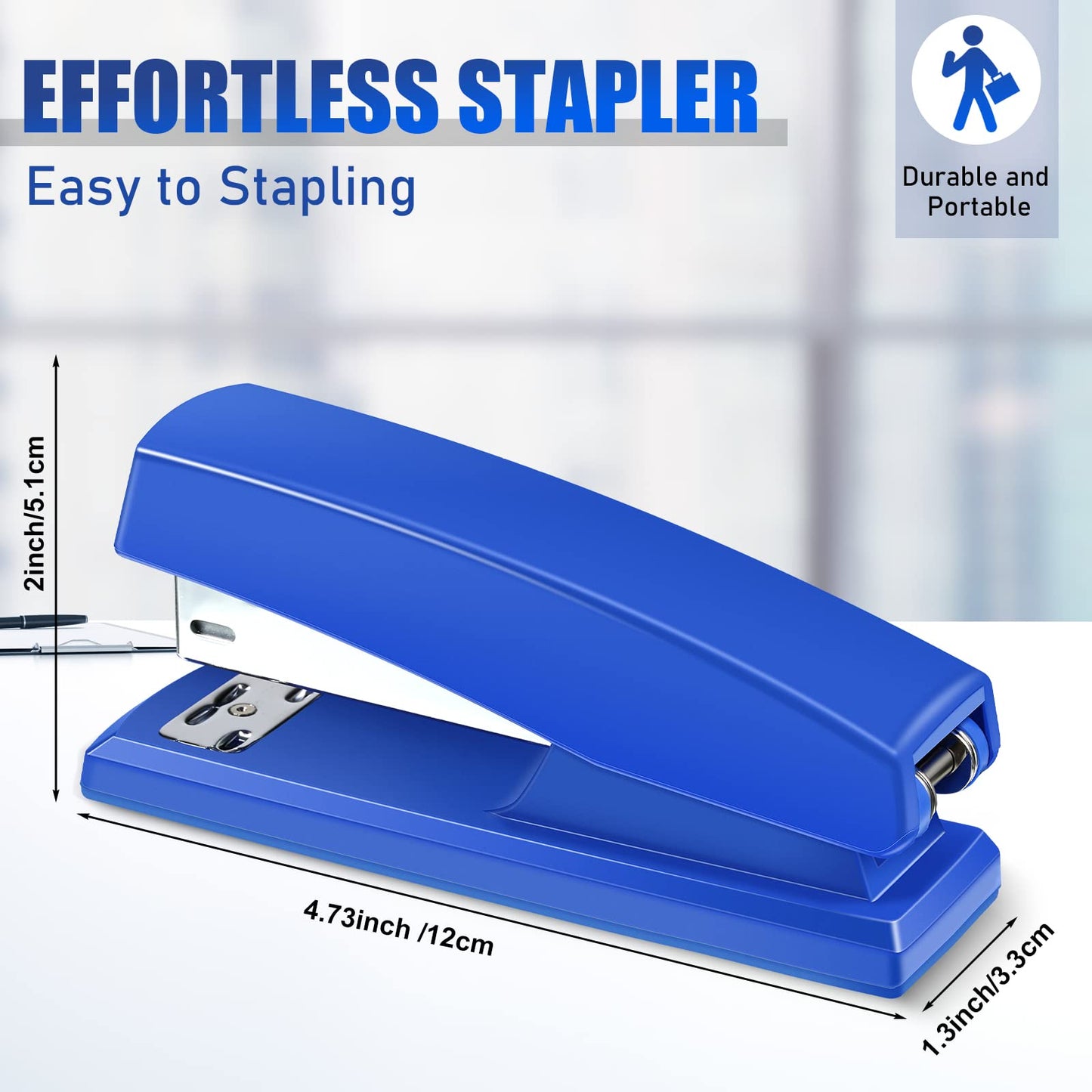 Marspark 10 Pcs Stapler for Desk Office Staplers Bulk with 6000 Staples 25 Sheet Capacity for School Office (Blue)