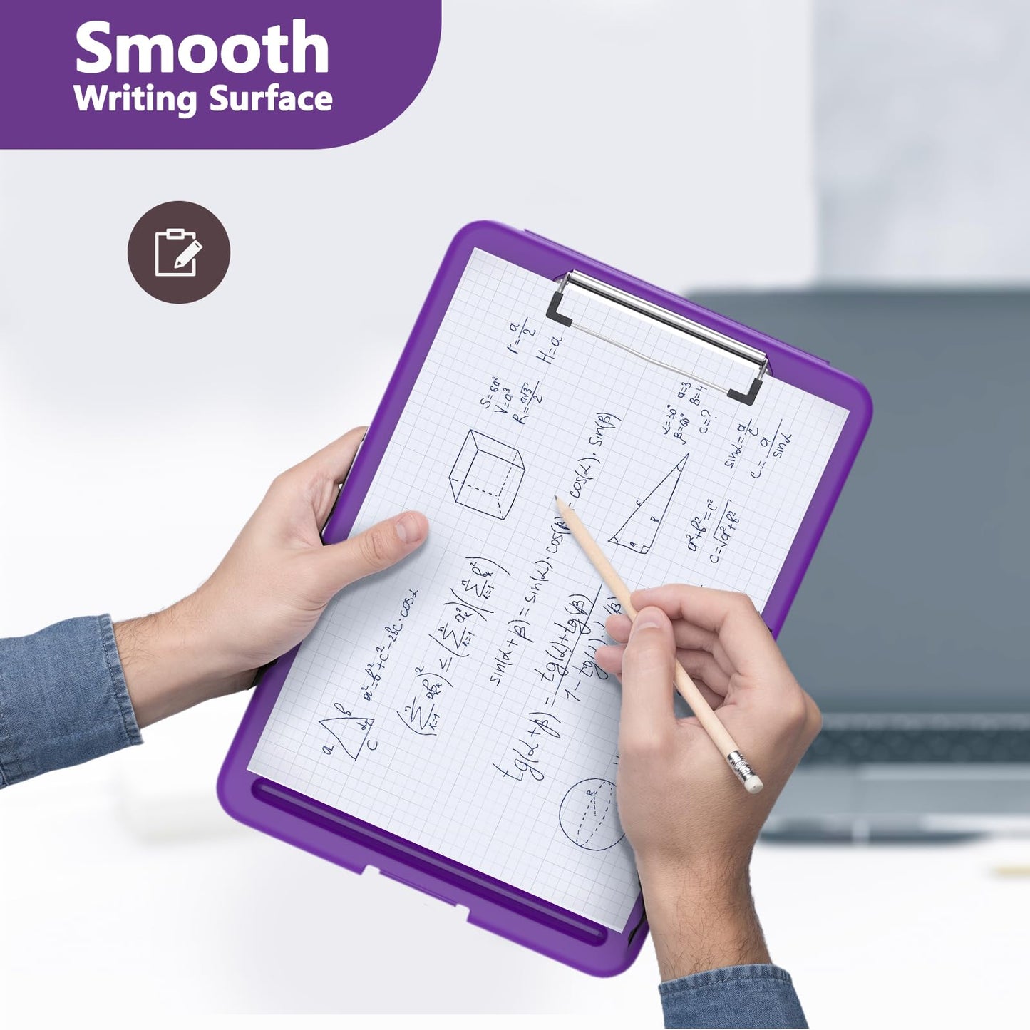 Clipboard with Storage, 8.5 x 11 Storage Clip Board with Low Profile Clip, Heavy Duty Nursing Foldable, Suitable for Classroom, Teacher, Coaches, Office School Supply(Purple)