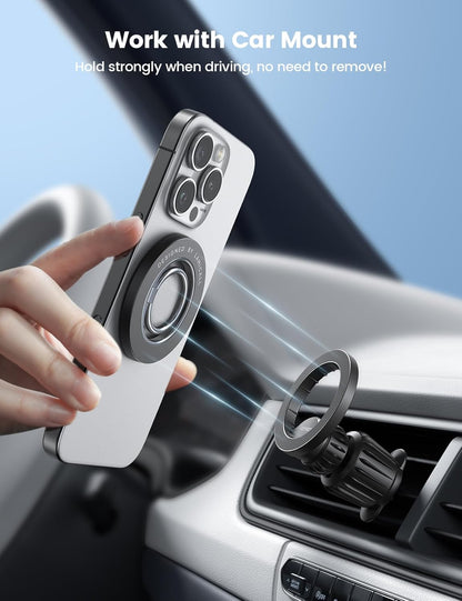 Lamicall Magnetic Phone Ring Grip for MagSafe - [Upgraded Strong Magnet & 360° Rotation] Magnet Finger Ring Holder Grip Stand, Mag Safe Accessories for iPhone 17 16 15 14 Air Pro Max Plus, Misty Black