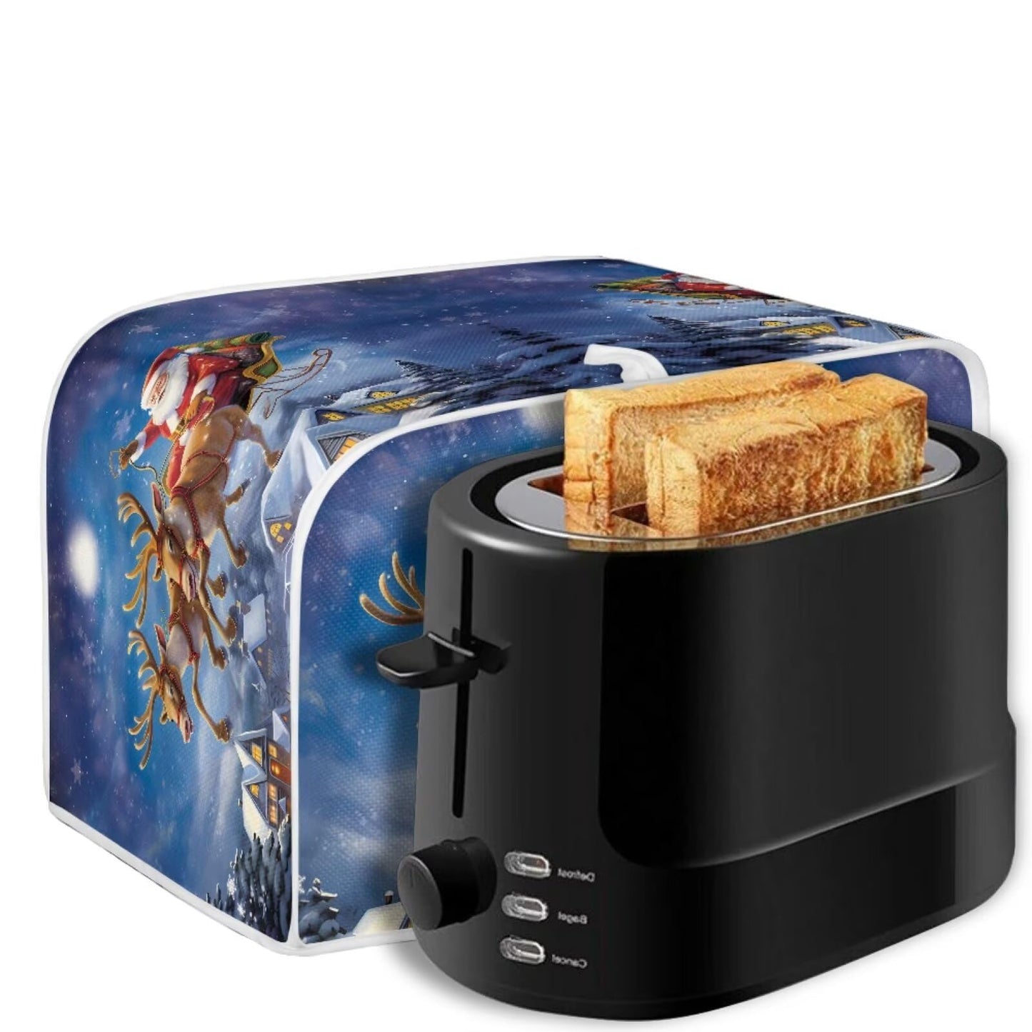 ASQVTIFE Christmas Santa Claus Toaster Cover 4 Slice for Kitchen Toaster Christmas Ornament Small Appliance Dust Cover Toaster Oven Covers for Kitchen Counter Bread Machine Oven Dust Covers