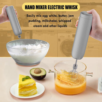 4-in-1 Electric Hand Mixer, Electric Whisk, Mini Onion Chopper 10Oz, Small Cordless Hand Blender, Milk Frother Wand for Coffee, Matcha, 4 Speed Rechargeable Food Processor for Baby Food Maker
