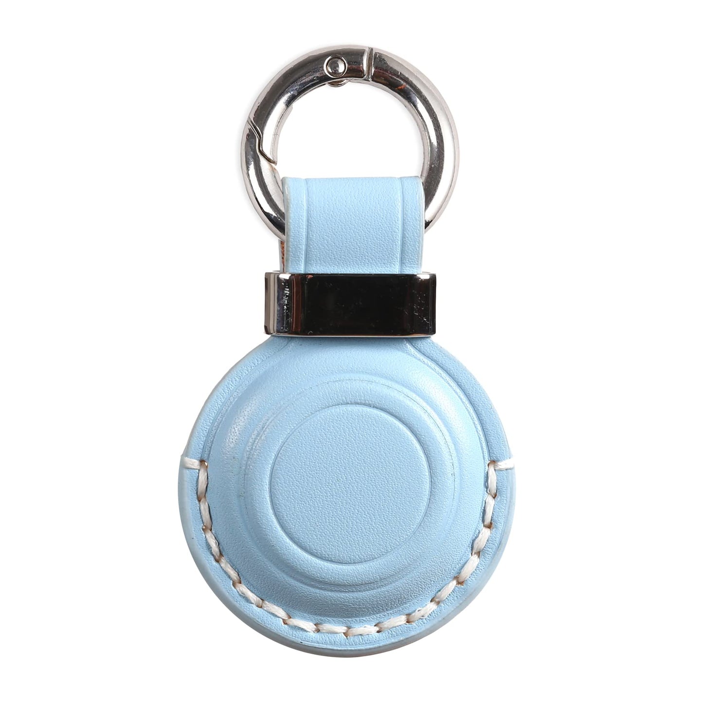 KEEPXYZ Genuine Leather Keychain Holder Compatible with Airtag, Secure for Air Tag Keychain Holder Case Cover Key Chain Ring Accessories - Blue V2.0