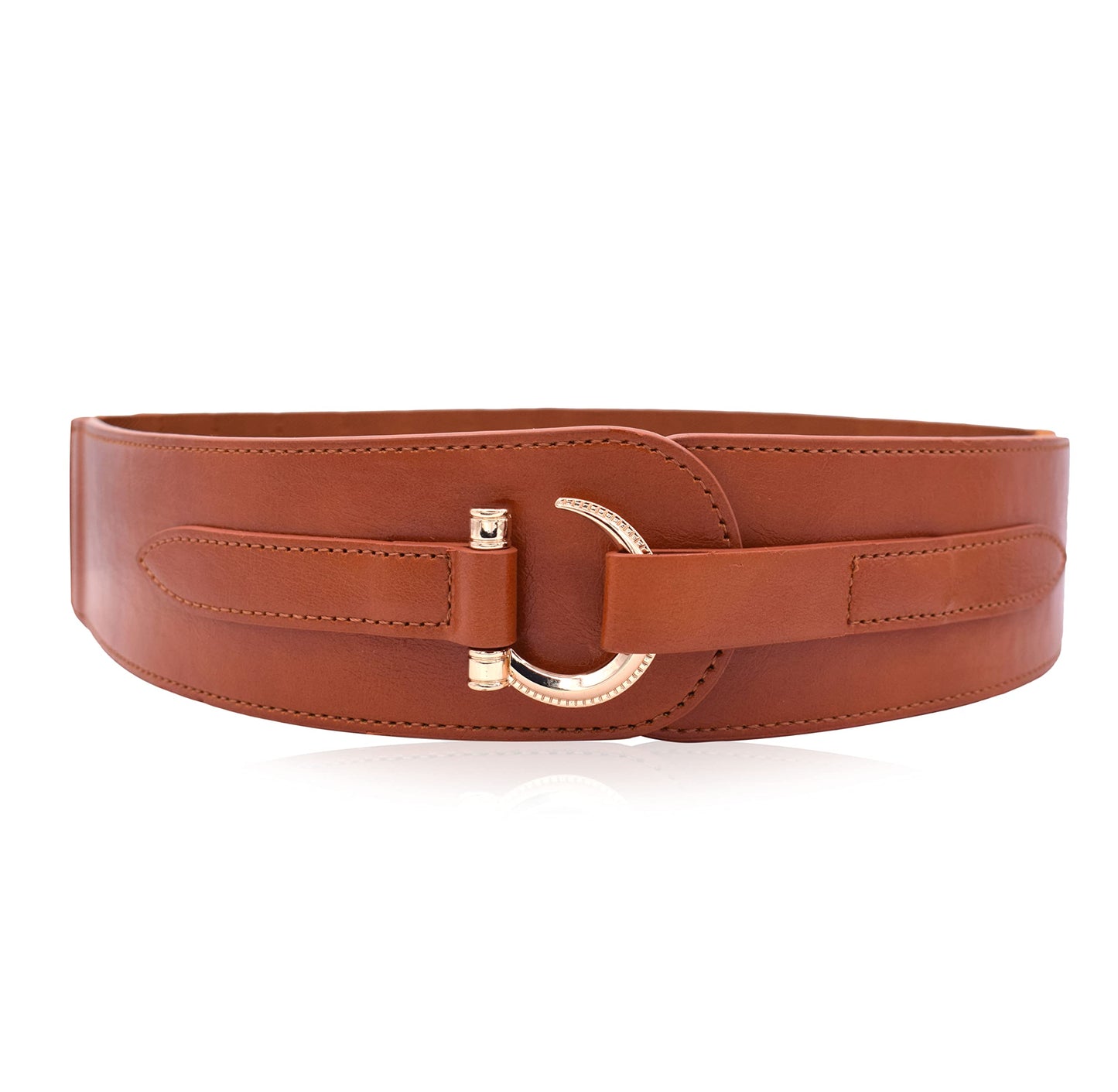 TeeYee Brown Leather Belts Elastic Renaissance Waist Stretch Retro Belt Vintage Fashion Medieval Fashion Hook Belt X-Large