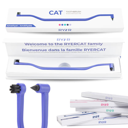 RYERCAT Dual Sided Cat Toothbrush - Kitten Toothbrush with Micro Head (Very Small) to fit into Cat/Kittens Mouth - Cat Dental Care Supplies - Pet Toothbrush for Cats (Amethyst Purple)