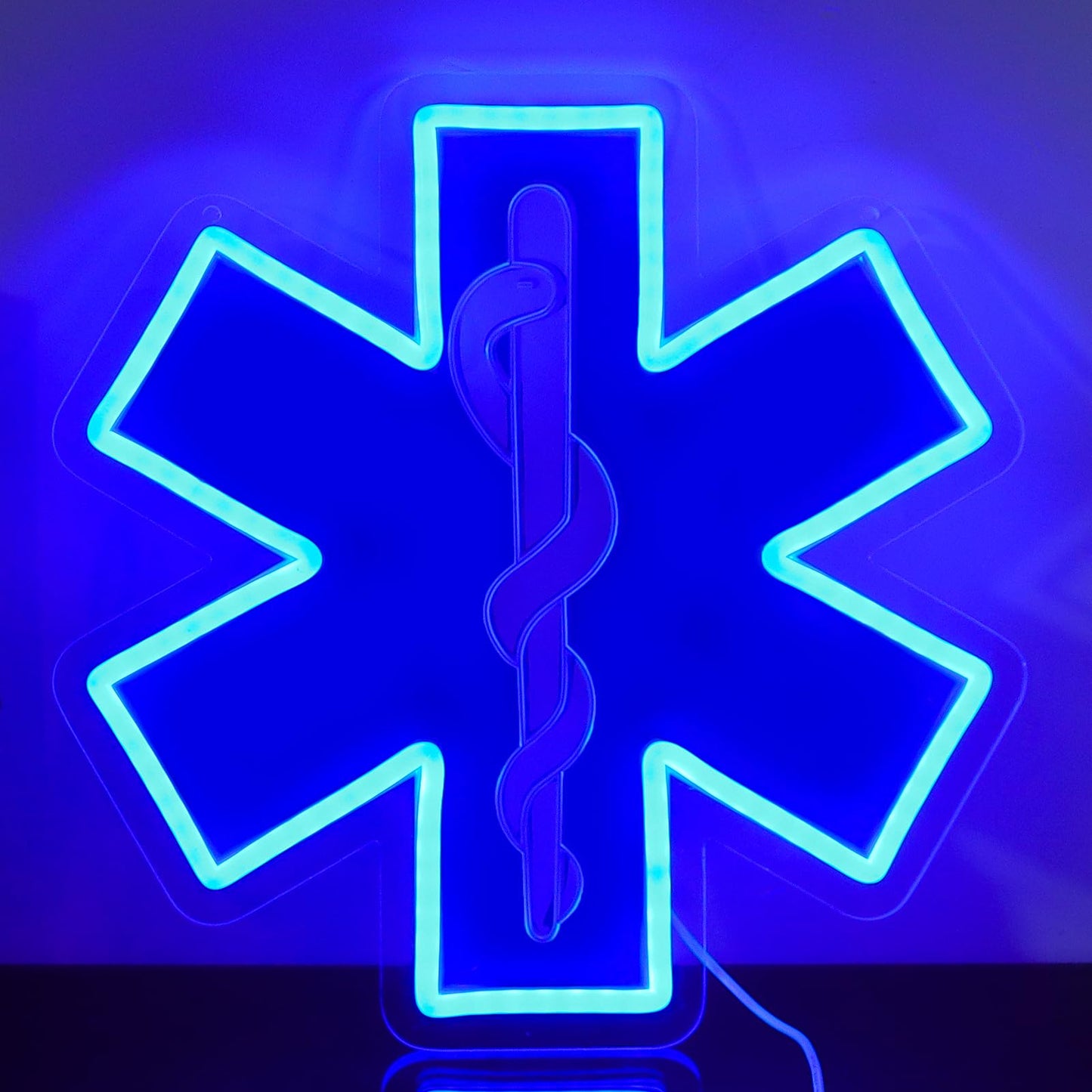 TOPQUALI Star of Life LED Neon Sign, 12 x 12 Inches, Pink, USB Powered Wall Decor for EMT Paramedic, Garage, Game Room, Bedroom, Man Cave