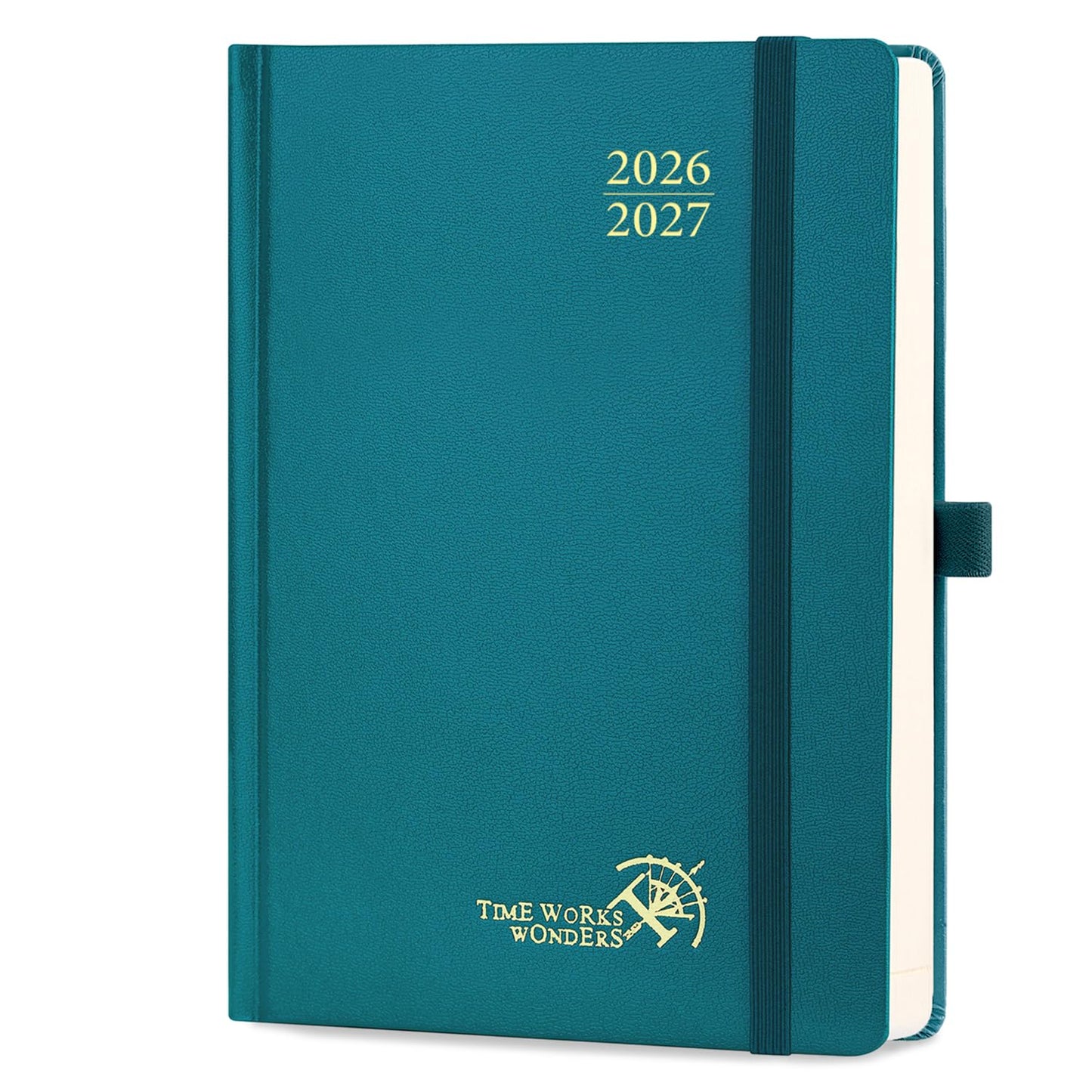POPRUN 2026-2027 Daily Planner One Page Per Day (Medium - 5.75" x 8.5") - Academic Calendar Book(July 2026 - June 2027), 2026 Day Appointment Book with Pen Holder, Hardcover - Pacific Green