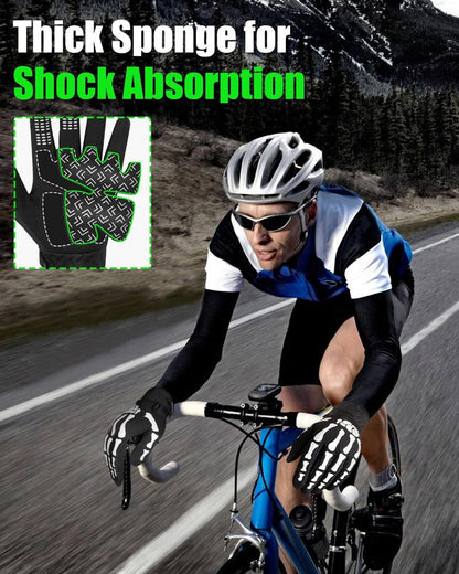 RIGWARL Motorcycle Gloves for Men and Women, Breathable Dirt Bike Gloves with Non-Slip Palm, Skeleton Motorcycle Riding Glove Glow in the Dark(White, L)
