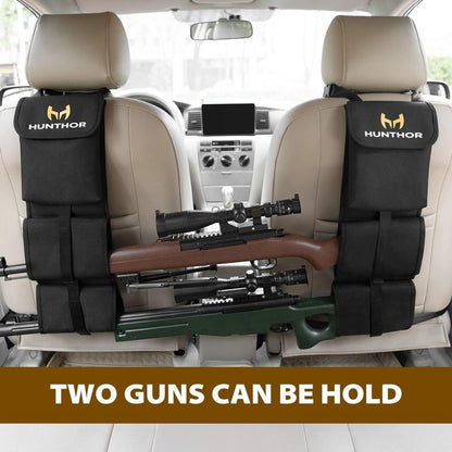 Hunthor Truck Gun Rack (A Pair), 900D Adjustable Seat Back Gun Storage, Heavy Duty Automotive Rifle Holder Hunting Accessories for Jeep, Truck, SUV, Off-Road Vehicles(Black)