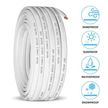 10 Gauge Marine Wire,10 AWG 15ft Duplex Marine Grade Wire Tinned Copper Heavy Duty Sheathed Cable for Boat/Automotive/RV/Camper/Trailer Outdoor Use