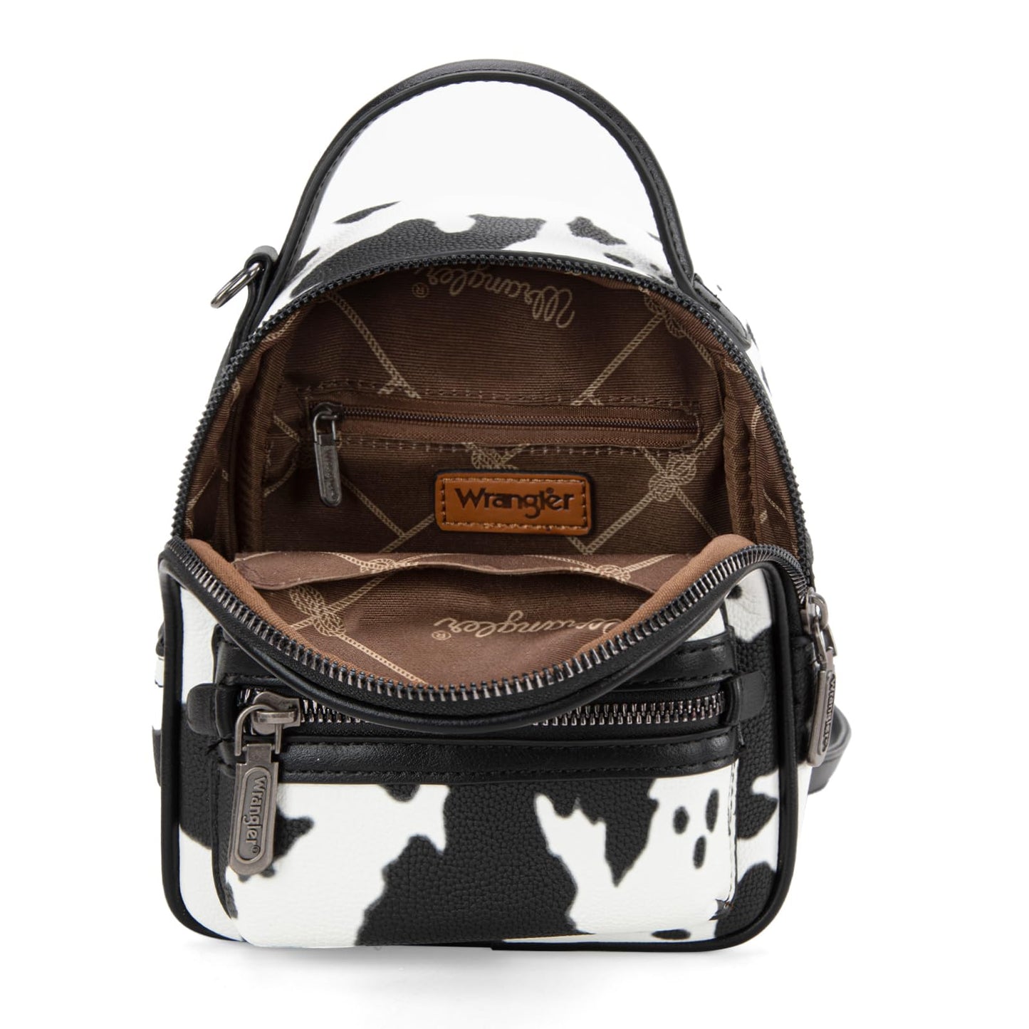 Montana West Wrangler Mini Backpack Cute Cow Print Backpack Purse for Girls and Women, Black WG133-8600BK