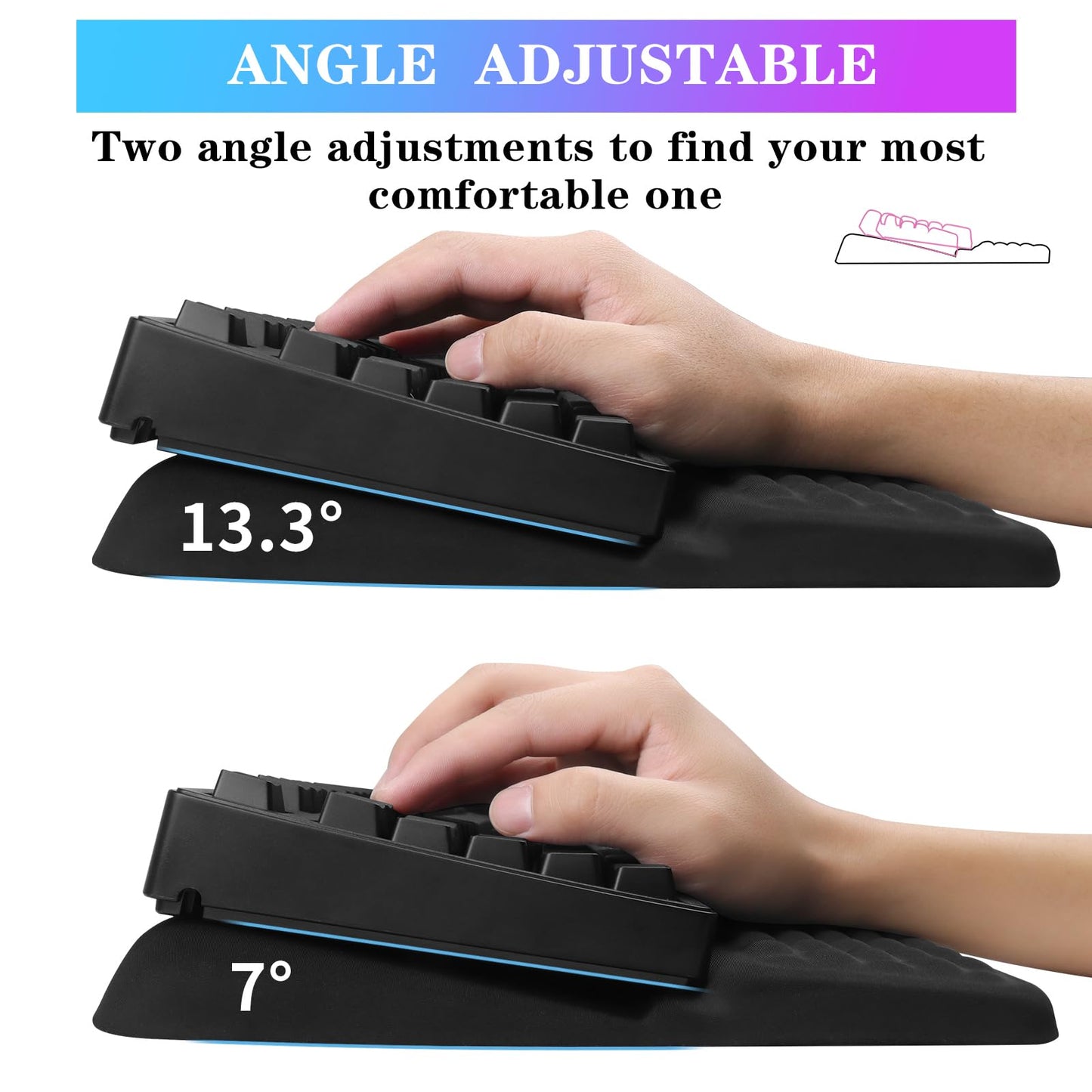 Computer Keyboard Stand Pad with Wrist Rest, Ergonomic Comfy Tilted Keyboard Stand Riser Holder Pad for Office Home (Black)