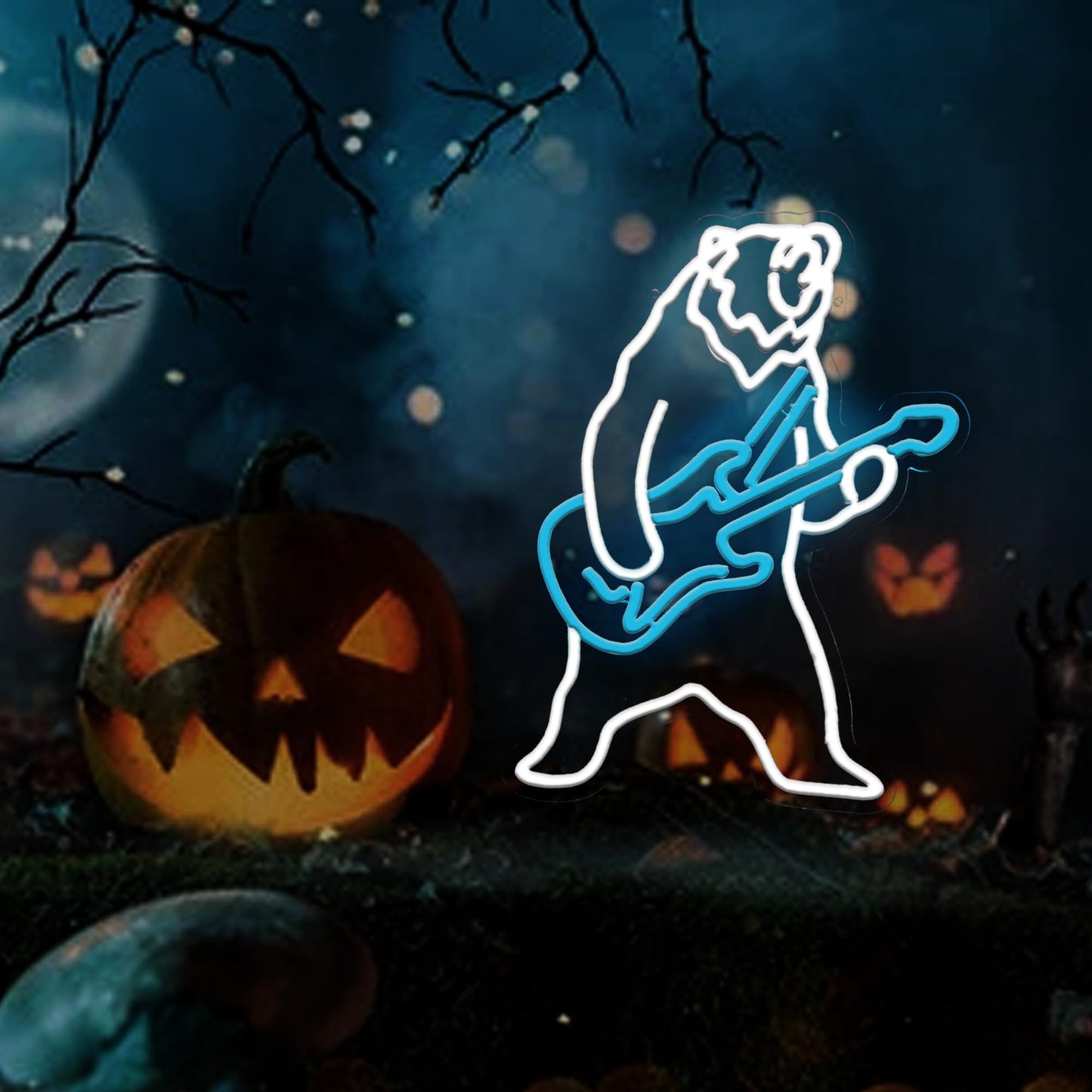 Polar Bear Plays Guitar Led Neon Sign, Polar Bear Playing Music Neon Light, Rock and Roll Led Light, Live Music Show Sign Guitar Lamp Birthday Gift