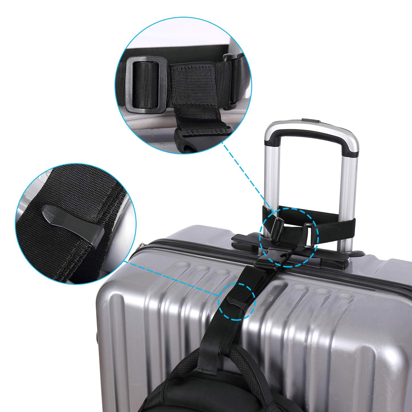 Vigorport Luggage Connector, Straps for Suitcase, Add A Bag Adjustable Attachment Accessories 1.25" Endless for Connect Your 3 Luggage Together-2 Pack