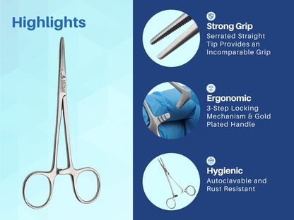 Artman Instruments Set of 4 Artery Forceps 5 inches Straight Mosquitoes by Wise Linkers