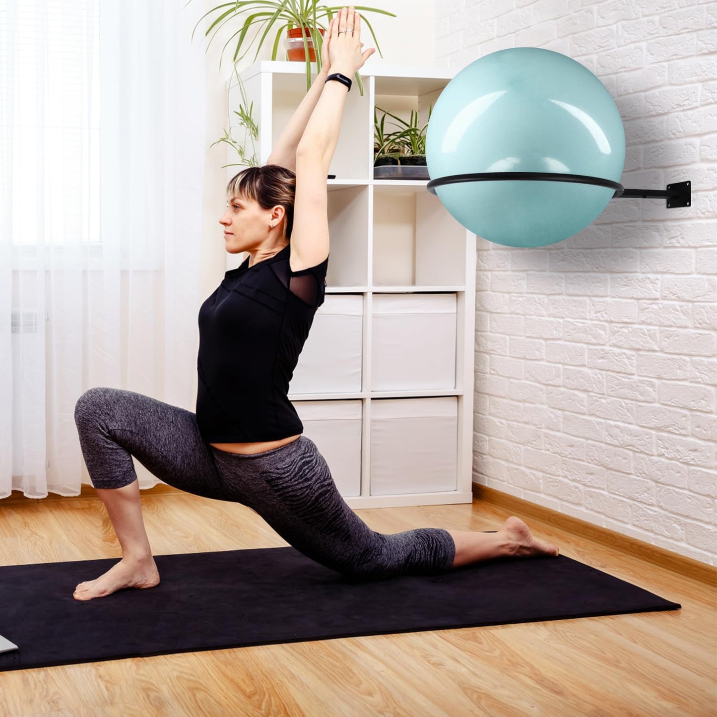 Large Stability Ball Storage Rack Exercise Dall Wall Holder Yoga Studio Gym Exercise Ball and Equipment Organizer（2 pcs）