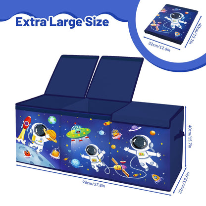 alldomess Toy Storage Bin with Lids,Extra Large Toy Box Chest with Handles for Kids Boys Girls,Collapsible Storage Organizer Box Bin Basket for Bedroom,Playroom, Nursery,37.8"x12.6" x15.7",Astronaut