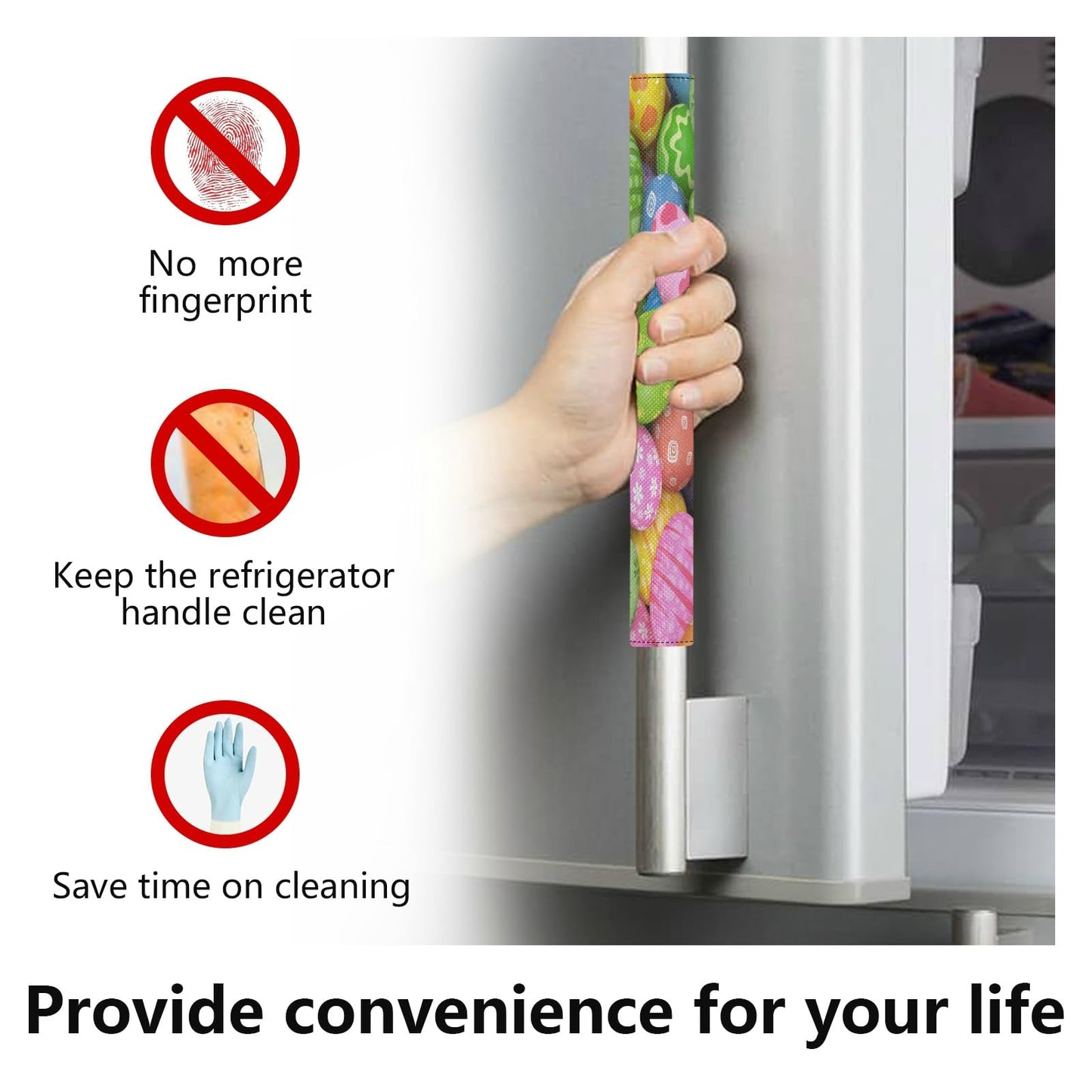Easter Eggs Refrigerator Door Handle Covers Spring Easter Day Kitchen Appliances Gloves For Microwave Dishwasher Fridge Door Cloth Protector 2pcs