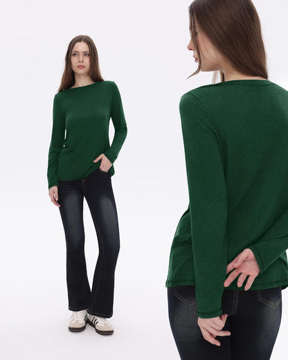 GAYHAY Long Sleeve Shirts for Women - Fall Winter Clothes Crew Neck Casual Tops Loose Fit Tees Fashion Outfits 2025