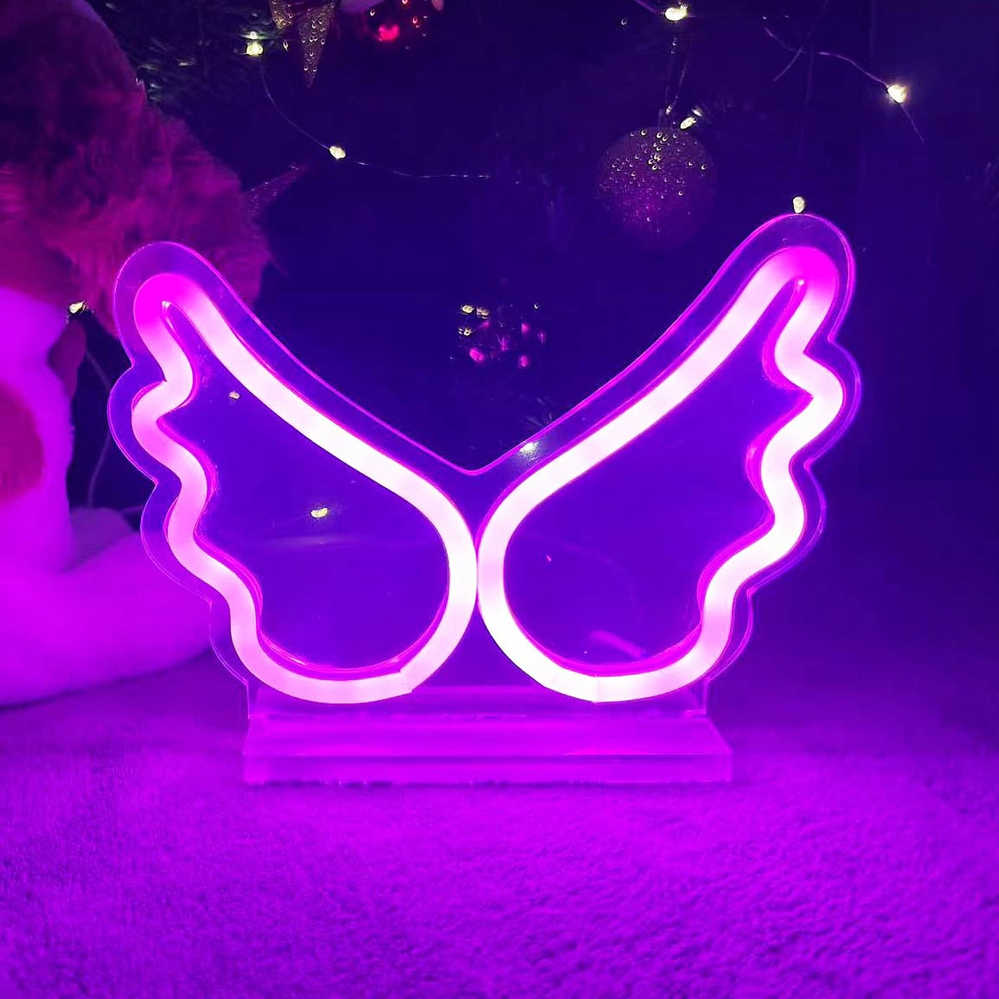 LED Wings Pink Neon Light Sign, USB Power Decorative Standing Light For Birthday Gift Dom Bedroom Party Decoration