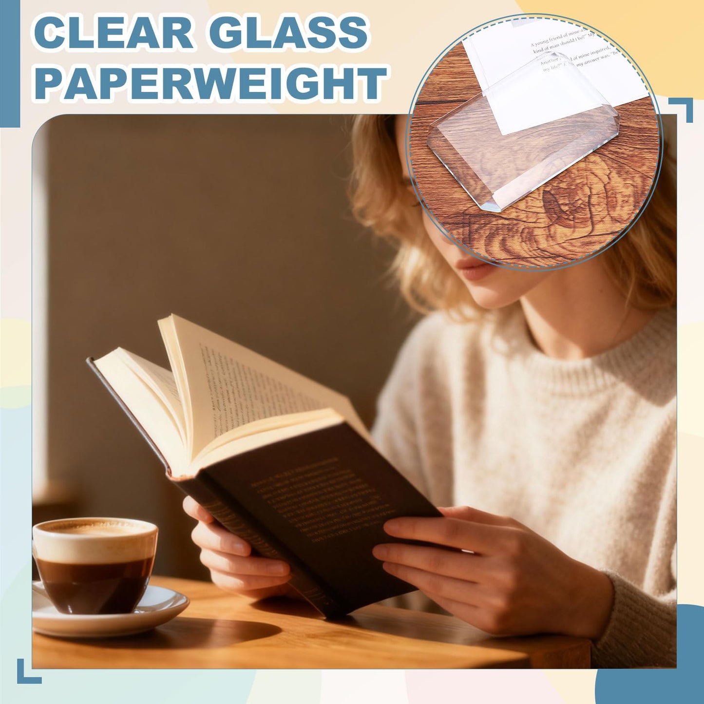 PATIKIL 2 Pcs Clear Crystal Paperweight, 3.94 x 2.76 x 0.47 Inch Clear Paperweight Decorative for Home Decoration Reading Photography Daily Office Gifts (Rectangle)
