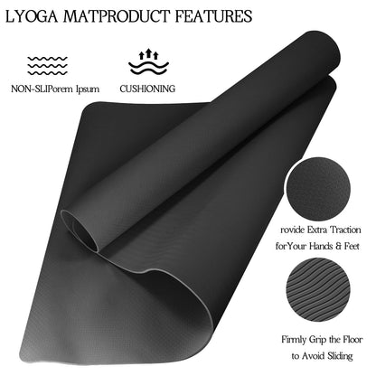 VTORY Extra Large Yoga Mat 6'x 4'x 6mm (1/4in) Thick Exercise Mat for Men and Women, Non-Slip, Durable Workout Mat for Home Workout, Yoga, Pilates, Stretching (Black)