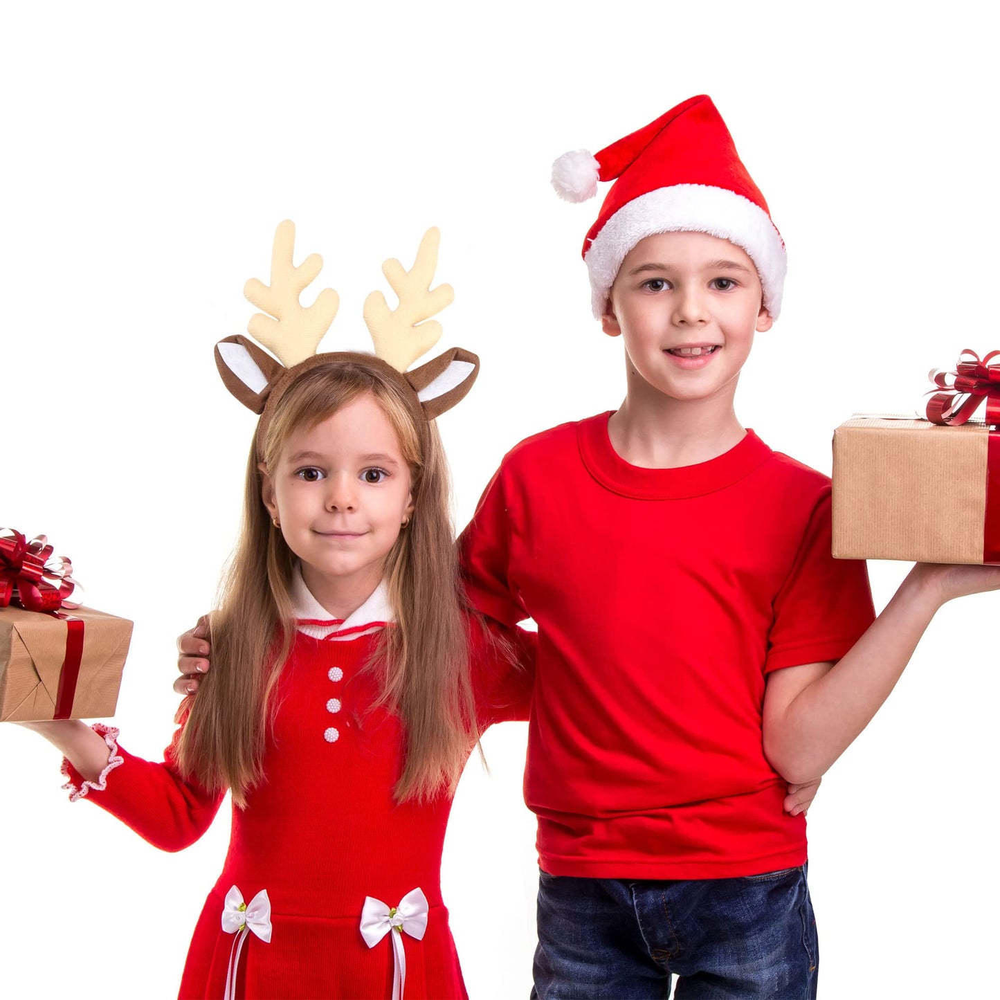 Cotiny 8 Pieces Reindeer Headbands Deer Antler Head Hoop Hair Bands for Kids Adults Halloween Christmas Dress up Costume Party Supplies