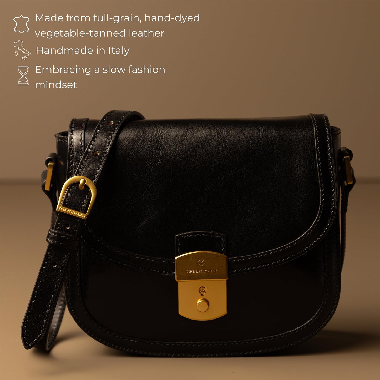 Time Resistance Leather Crossbody Bag – Saddle Bag with Magnetic Closure - Leather Messenger Bag for Women (Black)