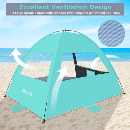 Beach Tent Sun Shelter for 3-10 People | UPF 50+ UV Protection, Lightweight & Easy Setup