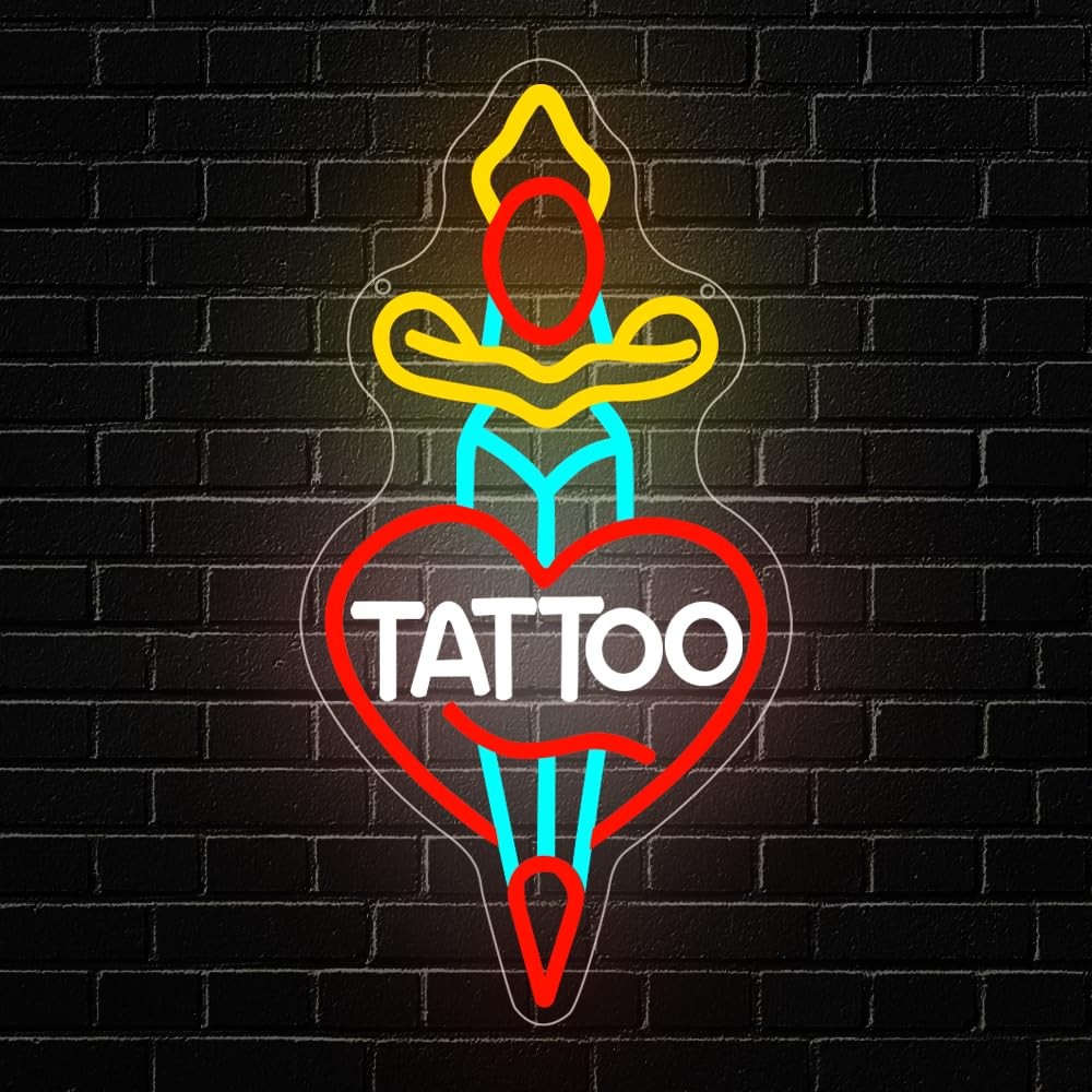 RuCvixkt Tattoo Neon Sign for Wall Decor, Neon Light for Tattoo Studio Room Salon Business, USB Powered Sign for Bedroom Boy Girl Tattoo Lovers