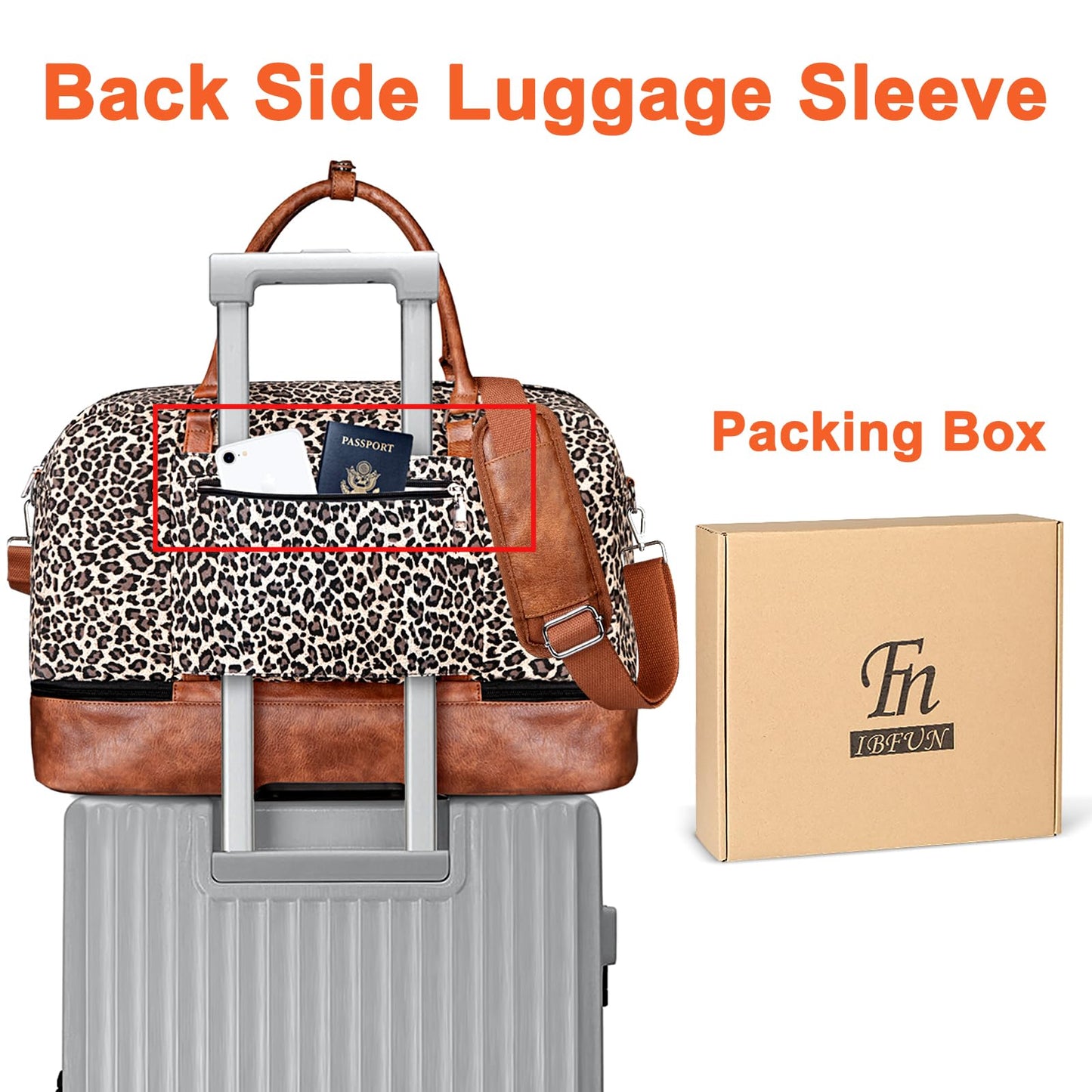 IBFUN Weekender Bags for Women, 21" Weekender Travel Bag, Travel Duffle Bag with Shoe Compartment Carry on Overnight Duffel Bag for Weekend Travel Business Trip