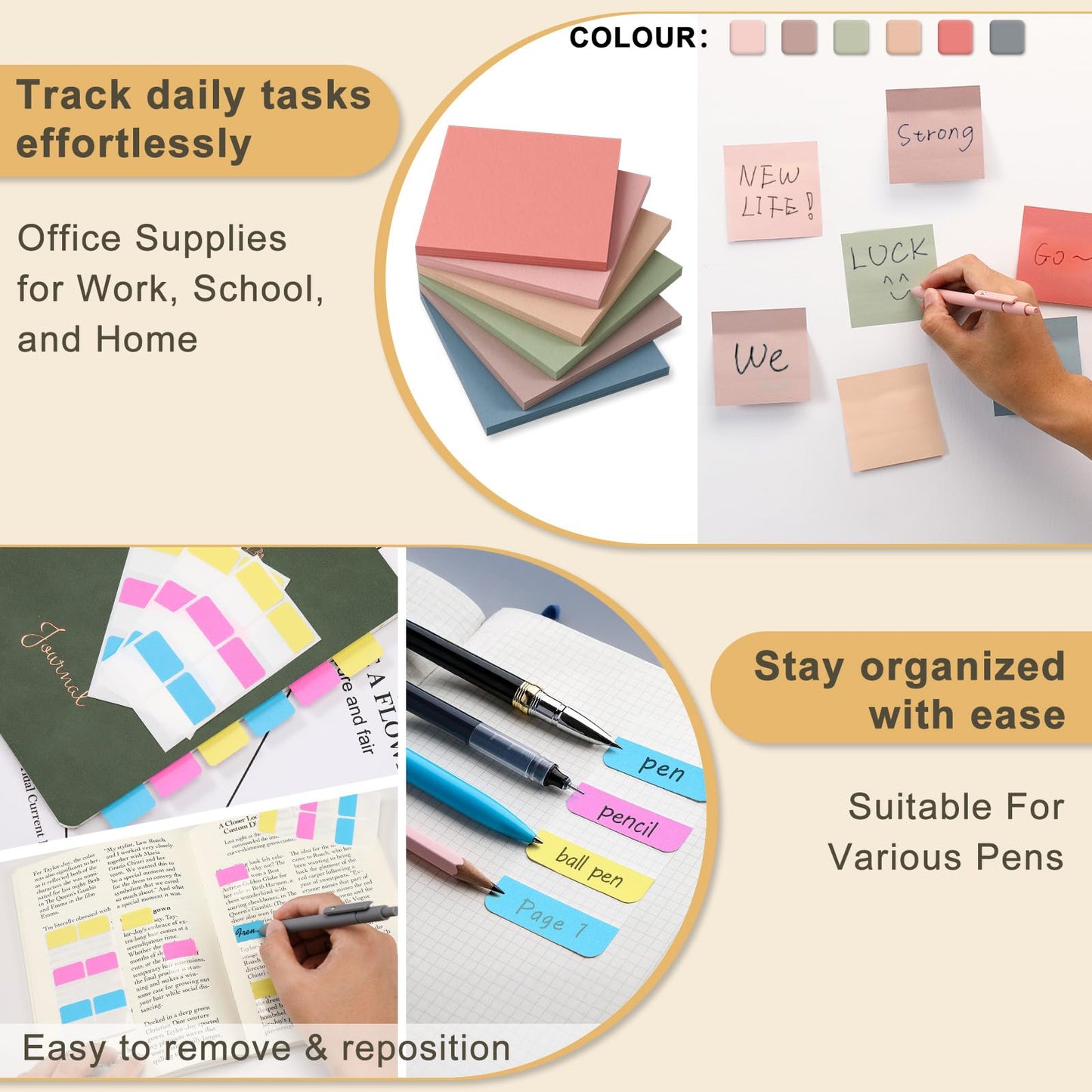 EudaBlos Stationery Set for Women, Journaling Kit, 3PCS A5 Spiral Notebooks, Gel Pens, Steel Bookmark, Sticky Notes & Tabs, Gift Box - Aesthetic Gift Set for Work Students School Office Supplies