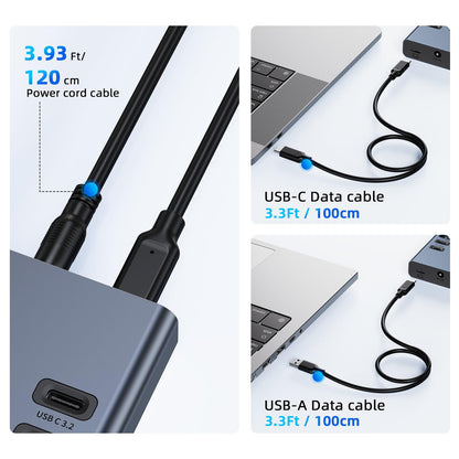 Powered USB Hub 10Gbps, 17 Ports 96W USB 3.2 Hub(10 USB-A 3.2 Ports+3 QC 24W Fast Charging Ports+2 USB-C 3.2 Ports+SD/TF Card Reader), 12V/8A Power Adapter for Laptop, PC, Computer, HDD,Flash Drive