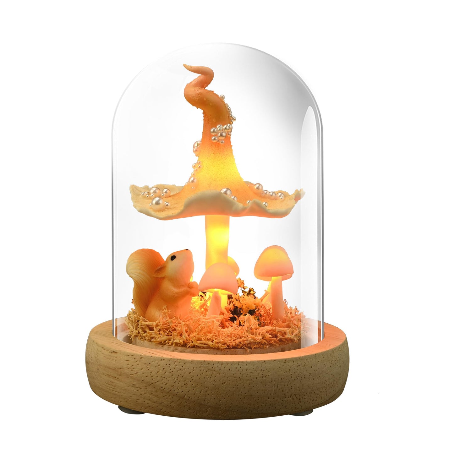 QUELIEN Mushroom Lamp in Glass Dome,Mushroom Gifts for Women - Warm LED Night Light for Bedroom Decor,Birthday Party Decorations,Ideal Birthday Gift Valentines Gift