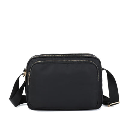 NYIKYUAM Small Nylon Crossbody Bag for Women, Multi-Pocket Shoulder Bag with Adjustable Strap, Water Resistant Messenger Purse for Travel & Daily Use, Model 5085, Black