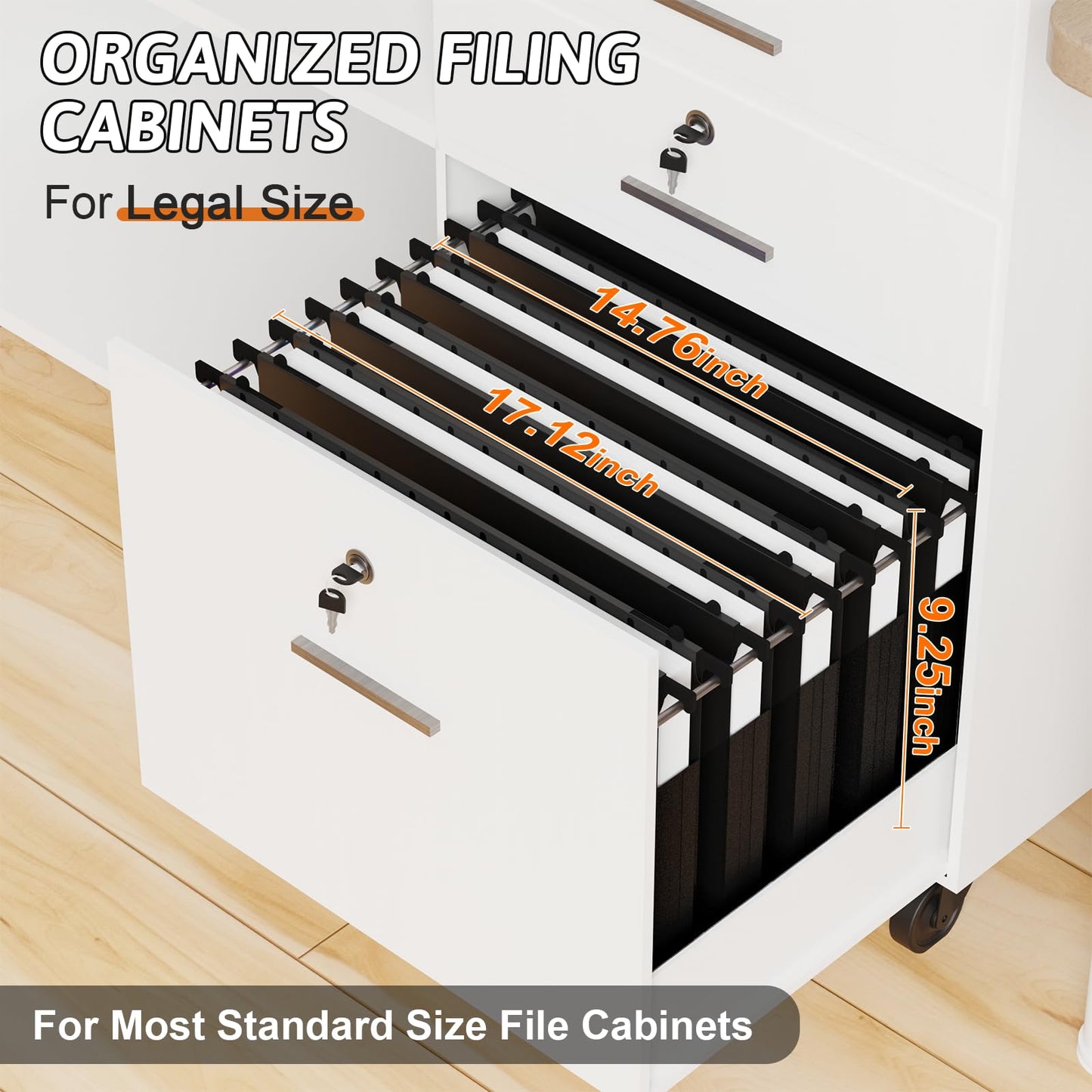 NORDUN Plastic Legal Size Hanging File Folders,Heavy Duty 1 Inch Expansion,12 Pack Reinforced Black Legal Hanging Folders Expandable,Adjustable Tabs,File Cabinet Folders for Bulky Files