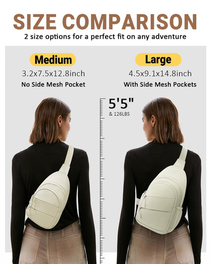 Tuwubi Crossbody Bags for Women, Sling Bag for Men, Small Hiking Backpack Anti Theft Lightweight for Outdoors Travel (M, Beige)