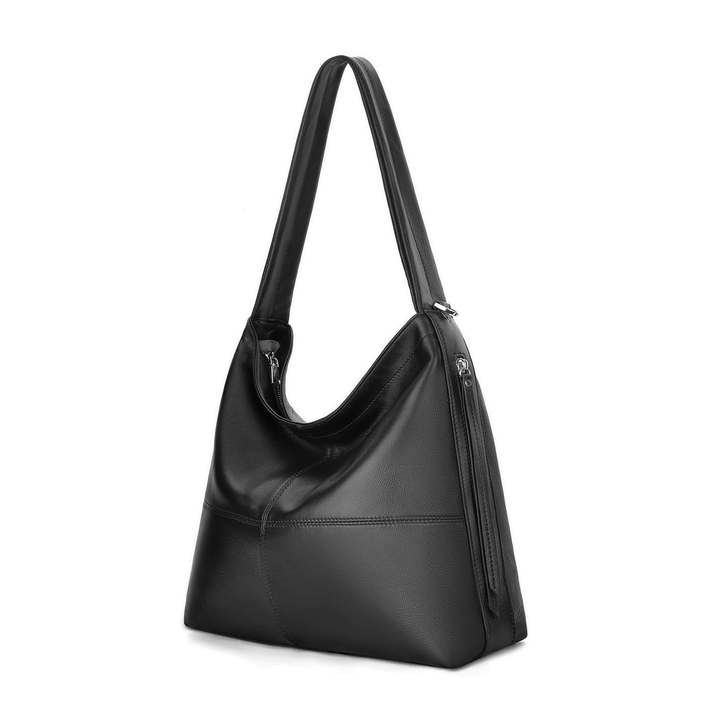 Morriloom Genuine Leather Hobo Bags for Women Crossbody Purses Work Tote Bag Designer Shoulder Handbags with 2 Straps (Black)