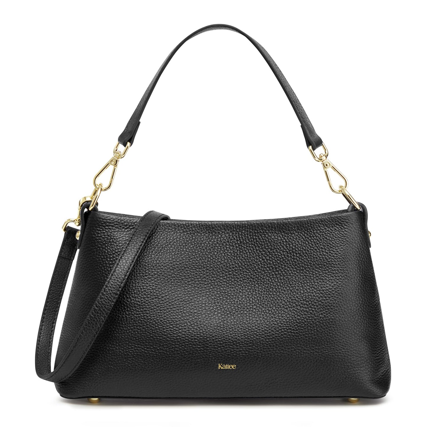Kattee Genuine Leather Crossbody Bags for Women 2026 Trendy, Small Tote Purses Shoulder Handbags with 2 Removable Straps, Black