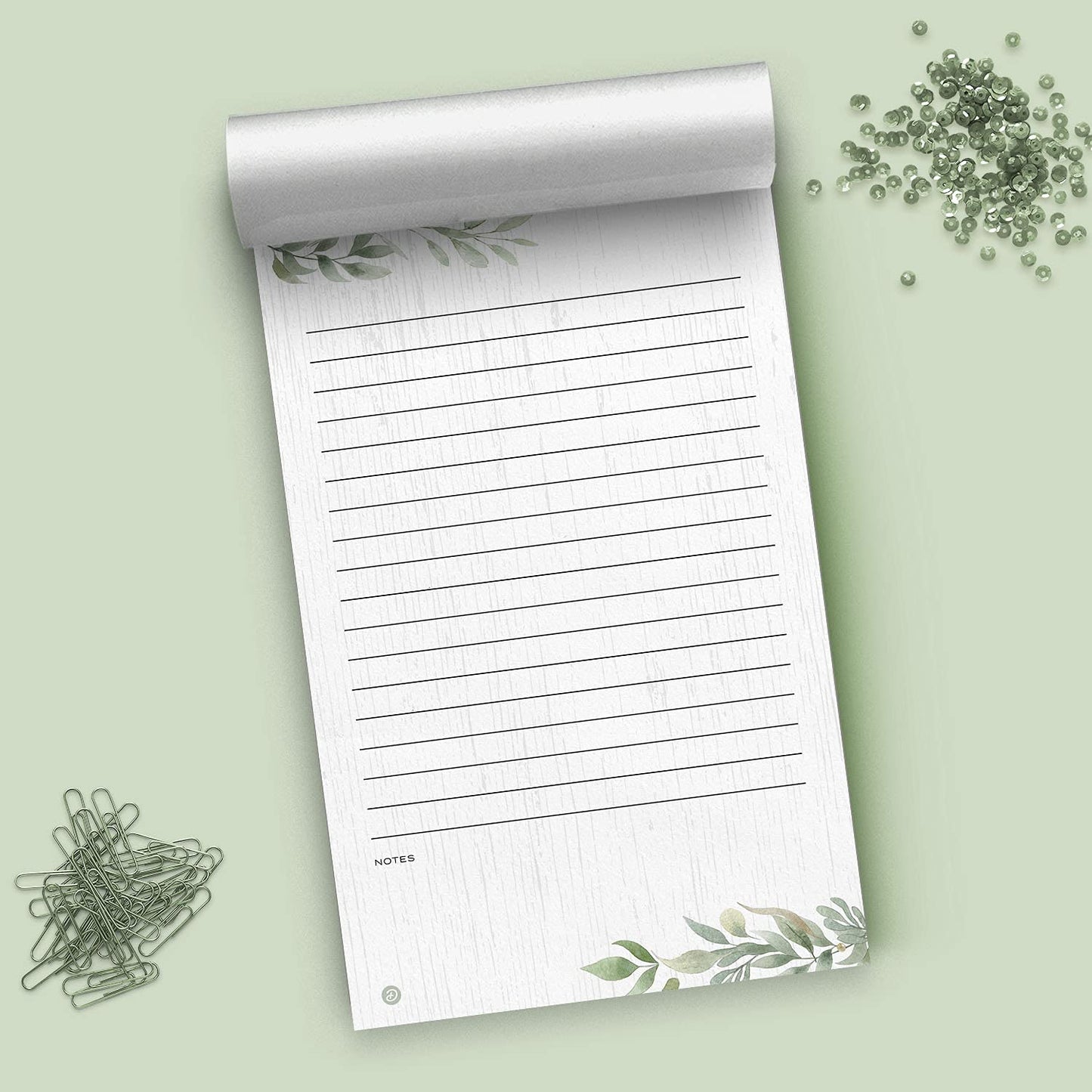 Dashleigh Farmhouse Notepad 5x8 Lined, 100 Sheets Rustic Sage Greenery Writing Pad with Tear Off Pages, Thick Paper Desk Notepad for Office and Home - To Do List Pad, Gift for Women, Kitchen Memo Pad