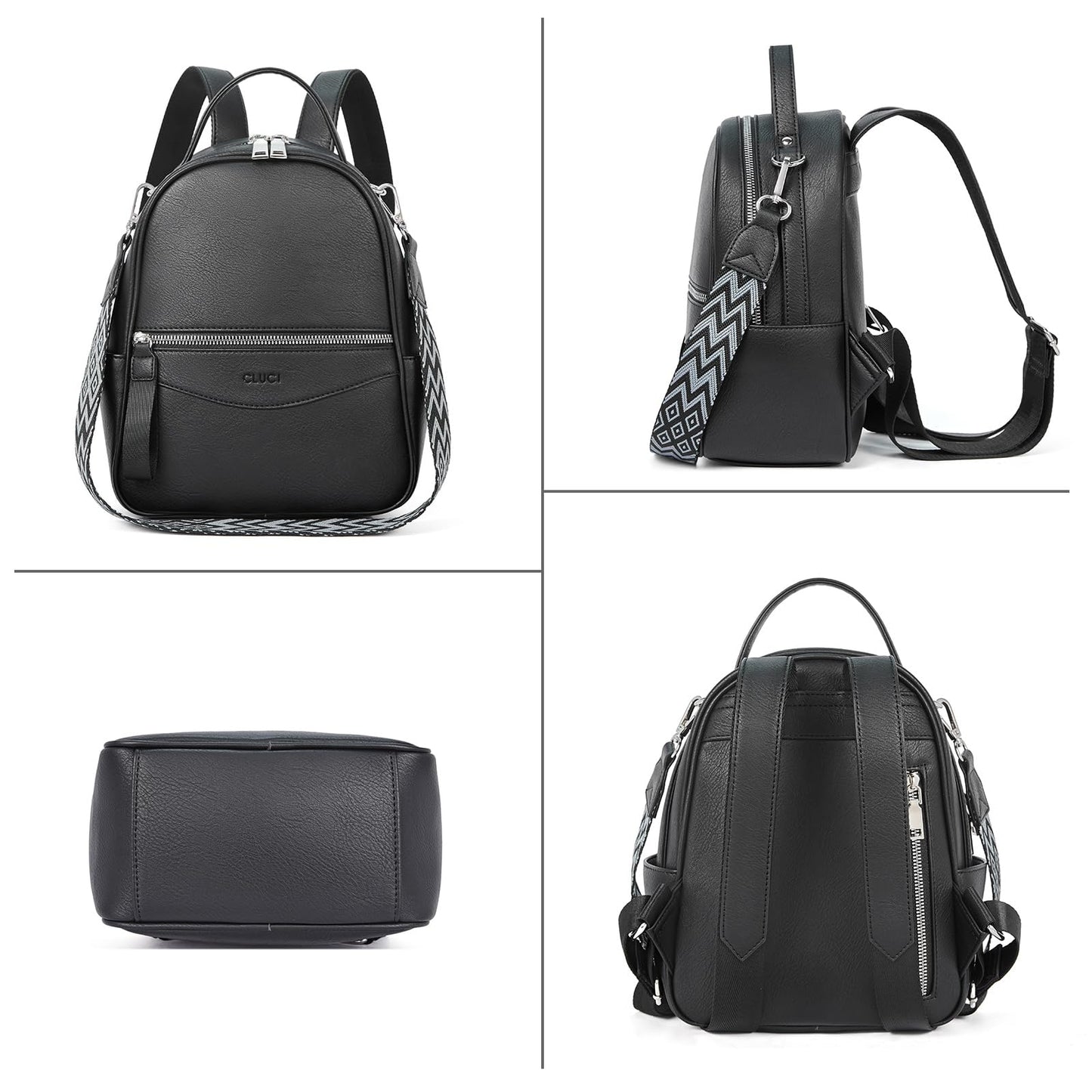 CLUCI Mini Backpack Purse for Women Fashion Leather Small Backpacks Ladies Shoulder Backpack Convertible Handbags Black