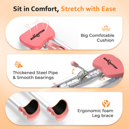 BODY RHYTHM Leg Stretcher - Split Machine for Leg Stretching - Flexibility Stretching Equipment - Ballet, Yoga, Dance, Martial Arts, MMA - Home Yoga Gym Fitness (Pink)