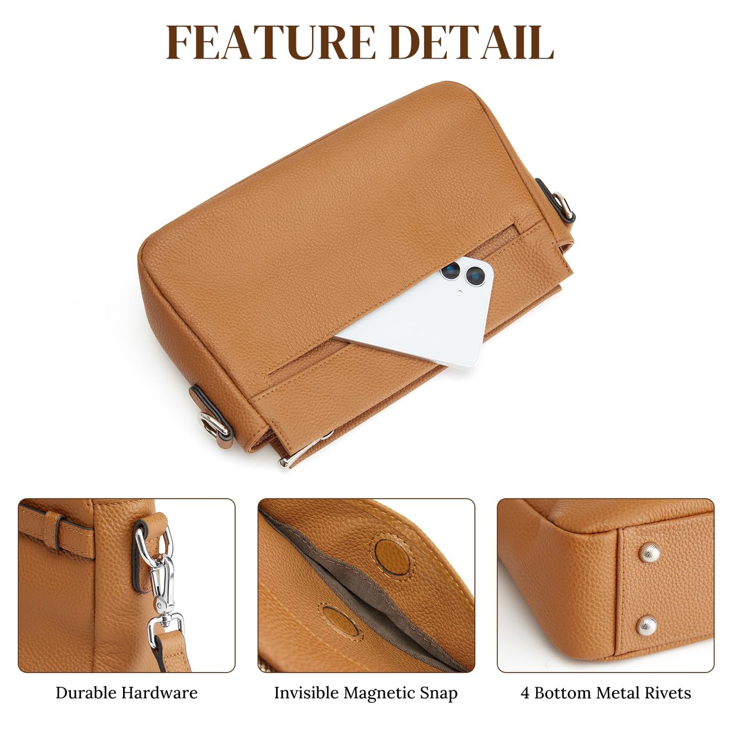 S-ZONE Genuine Leather Crossbody Bags for Women Small Leather Purse Cross Body Soft Shoulder Handbag Trendy
